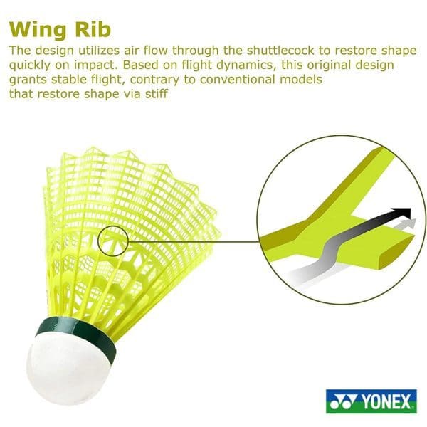 YONEX MAVIS 600 BADMINTON NYLON SHUTTLES / SHUTTLECOCKS YELLOW - SET OF 6 - Image 3